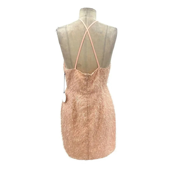 About Us Revolve Natalie Mini Dress Textured‎ Plunge Neck Pink Size Medium - Picture 8 of 15